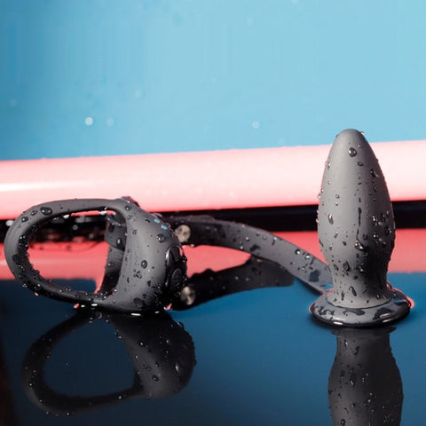 BDStyle 10 Functions Cock and Ball Ring With Anal Plug - Vibrating Cock Rings