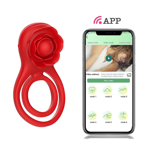 BDStyle Rose Shackle Plus App Remote Control Vibrating Penis Ring - Vibrating Cock Rings