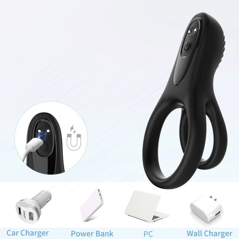BDStyle 9 Functions Flexible Rooster Ring For Men - Vibrating Cock Rings