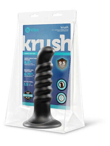Krush 9.5 Inch Curved & Ribbed Suction Cup Dildo by B-Vibe