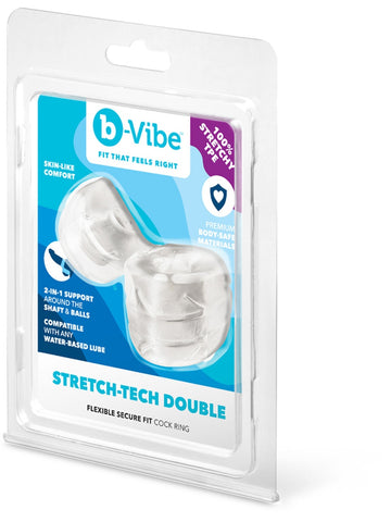 B-Vibe Strech-Tech Double Barrel Cock Ring & Ball Stretcher