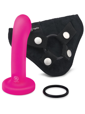 Pop 5.5 Inch Silicone Dildo and Harness Set by Together