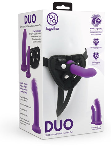 Duo 2Pc Silicone Dildo & Harness Set by Together