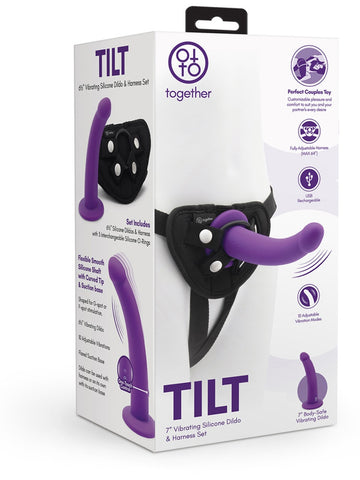 Tilt Vibrating Silicone Dildo Harness Set by Together