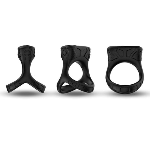 BDStyle 9 Functions Double Cock Ring with Clitoral Stimulator - Vibrating Cock Rings