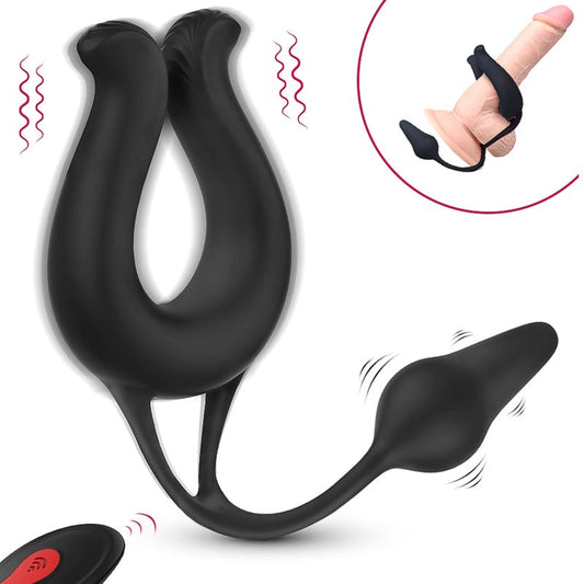 S-Hande Nicole Vibrating Cock Ring With Anal Plug - Vibrating Cock Rings