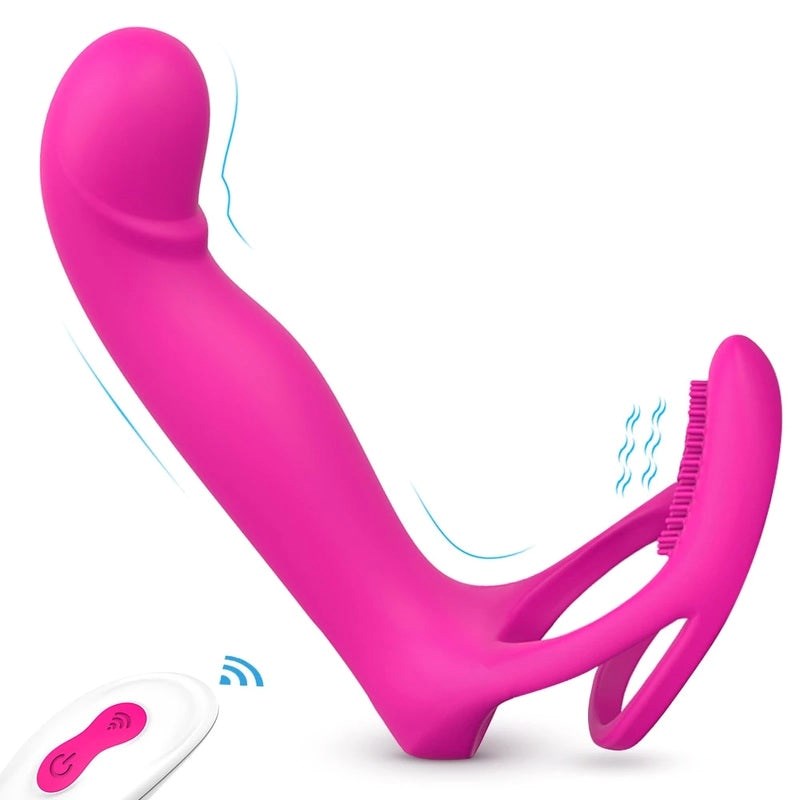 S-Hande Lorna 9 Functions Vibrating Cock Ring With Butt Plug Rose - - Vibrating Cock Rings