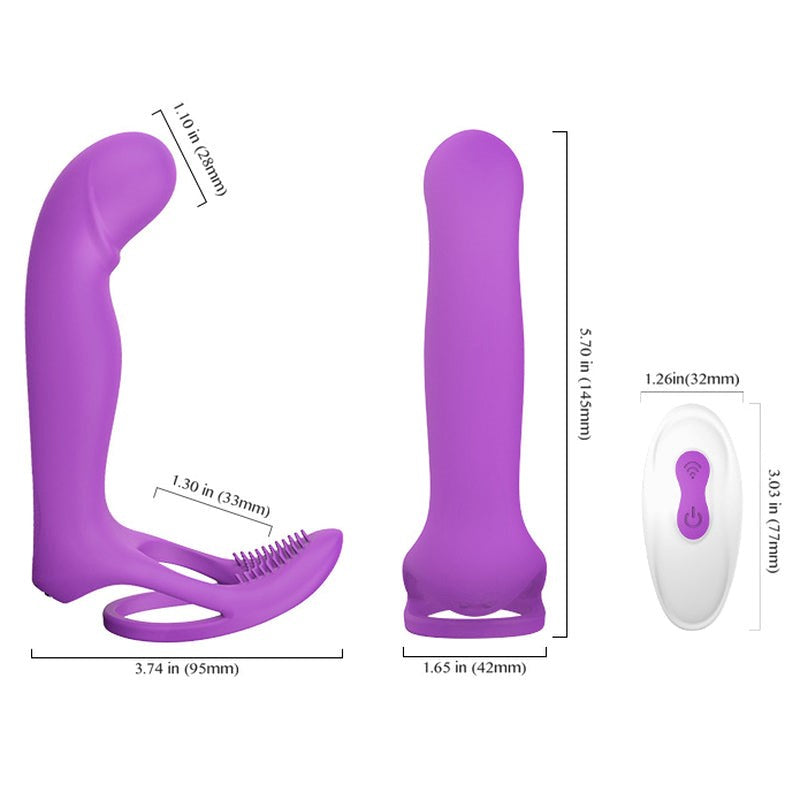 S-Hande Lorna 9 Functions Vibrating Cock Ring With Butt Plug Rose - - Vibrating Cock Rings