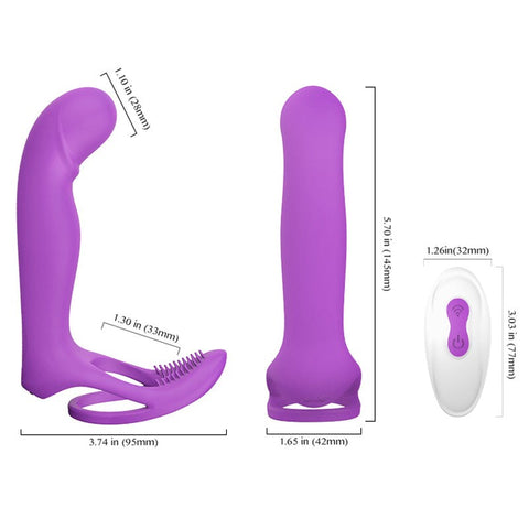 S-Hande Lorna 9 Functions Vibrating Cock Ring With Butt Plug Rose - Vibrating Cock Rings