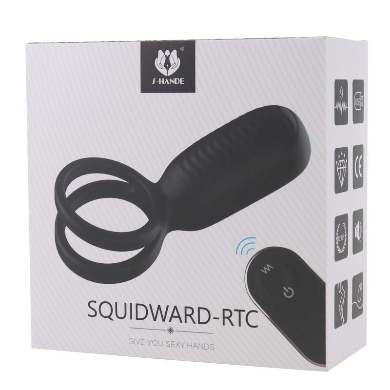 S-Hande Squidward 9 Frequency Vibration Cock Ring Black - - Vibrating Cock Rings