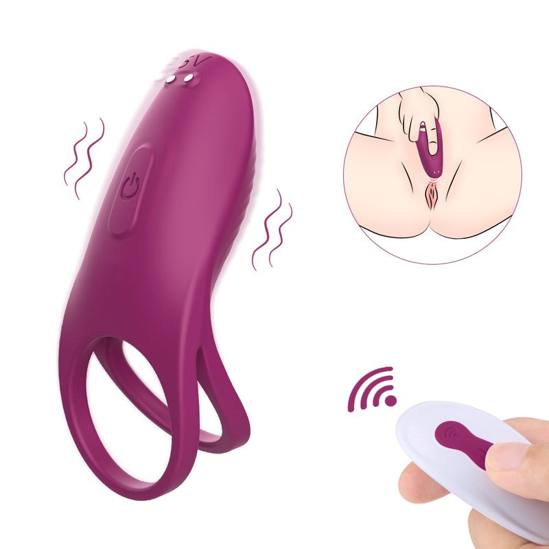 S-Hande Trap 9 Functions Rechargeable Cock Ring Claret - - Vibrating Cock Rings