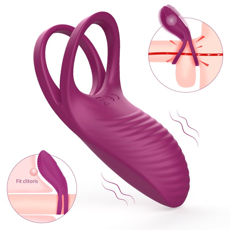 S-Hande Trap 9 Functions Rechargeable Cock Ring Claret - - Vibrating Cock Rings