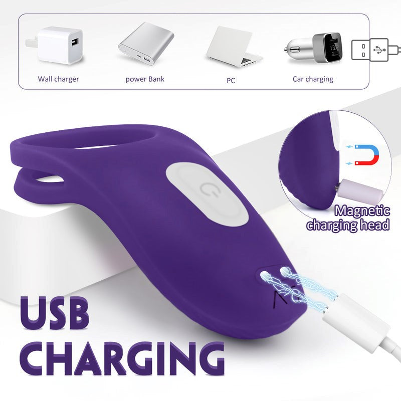 S-Hande Trap Rechargeable Vibrating Mens Cock Ring Purple - - Vibrating Cock Rings