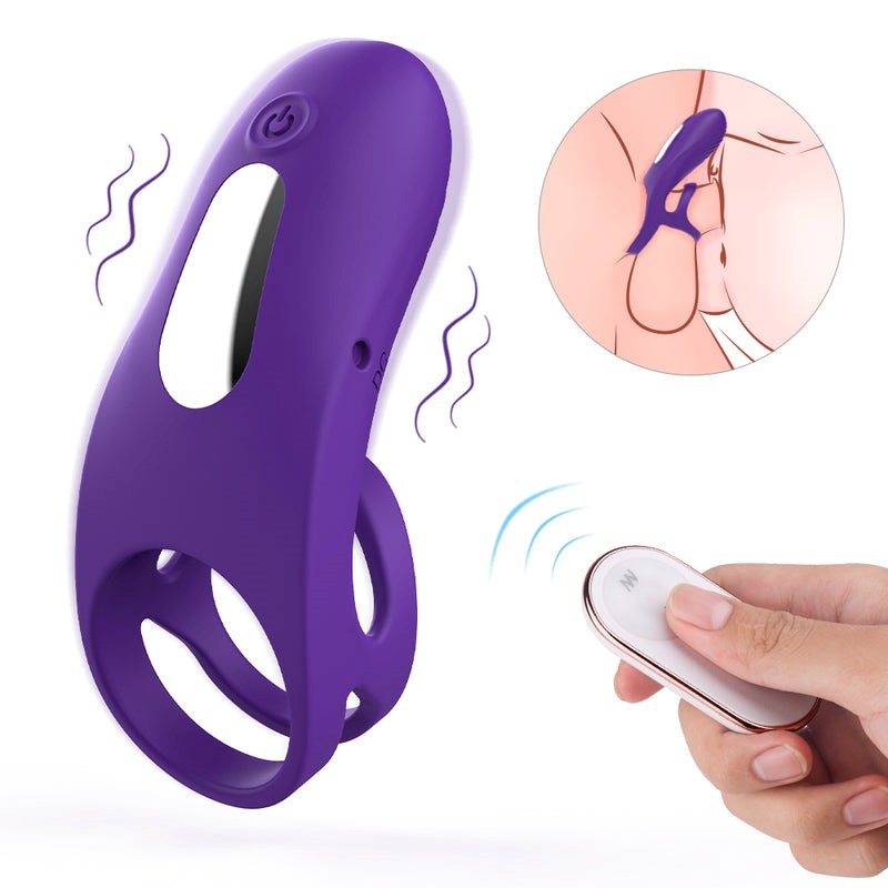 S-Hande Nicholas 9 Functions Rechargeable Cock Ring Purple - - Vibrating Cock Rings