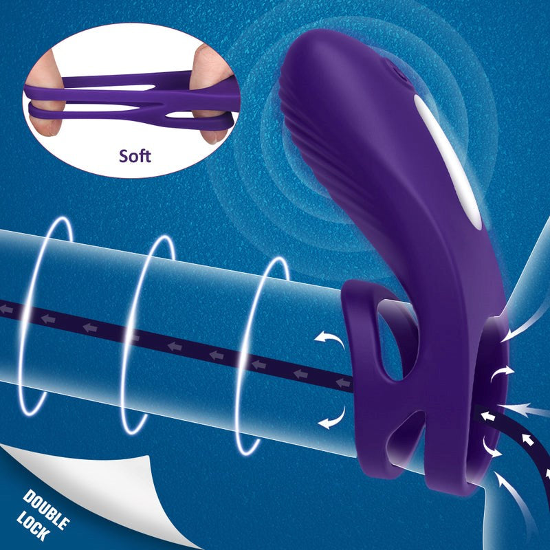 S-Hande Nicholas 9 Functions Rechargeable Cock Ring Purple - - Vibrating Cock Rings