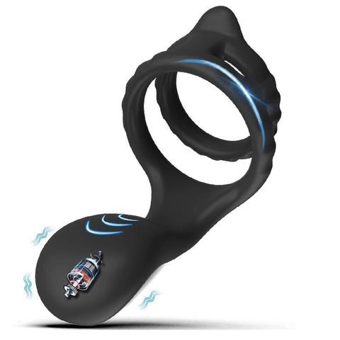 BDStyle 10 Functions Mens Vibrating Dual Cock Ring - Vibrating Cock Rings