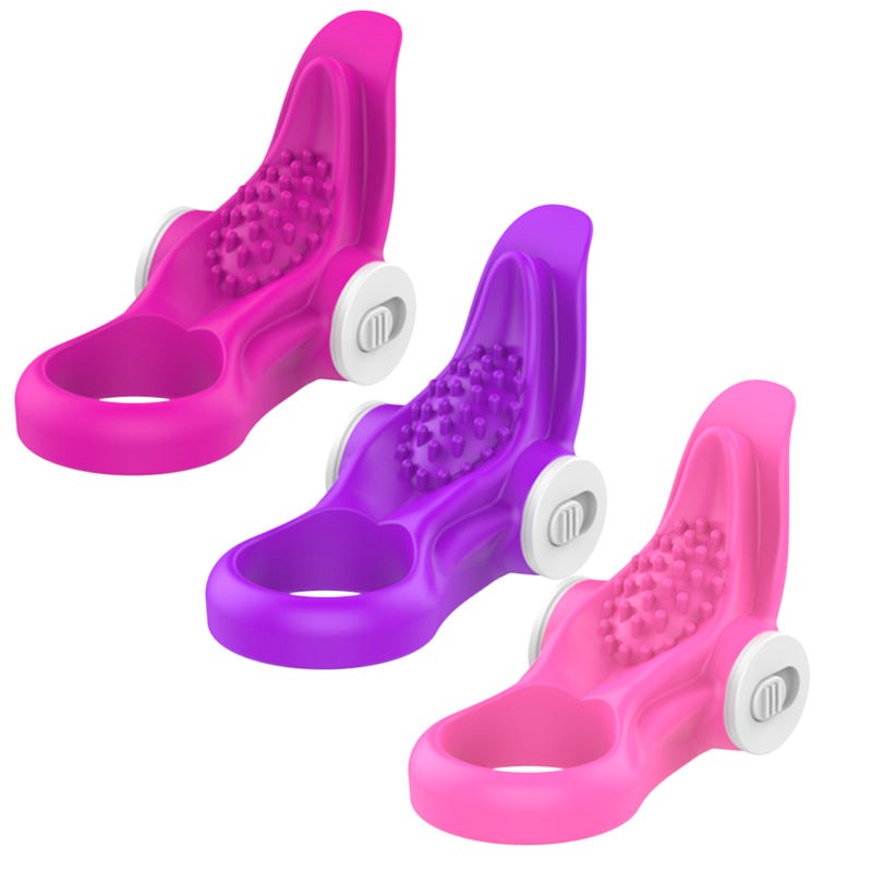 BDStyle Tongue Shaped Multi Functions Mens Vibrating Cock Ring - - Vibrating Cock Rings