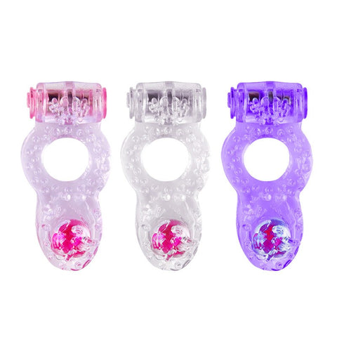 BDStyle Hem Beads Soft TPR Material Vibrating Cock Ring - Vibrating Cock Rings