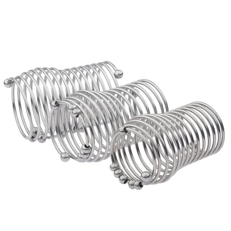 BDStyle Stainless Steel Spring Cock Ring With Removable Ball - - Steel Cock Rings