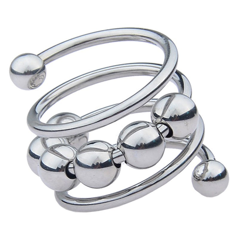 BDStyle Stainless Steel Six Removable Ball Mens Cock Ring - - Steel Cock Rings