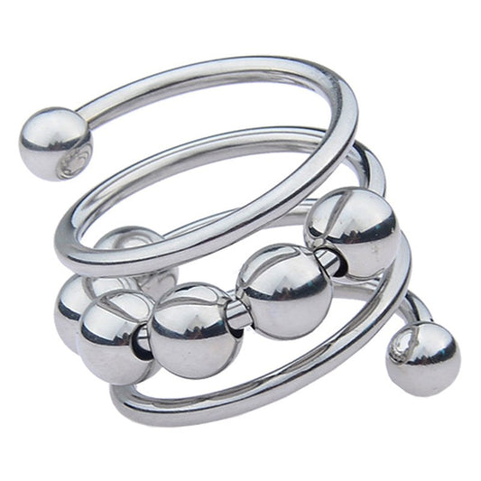 BDStyle Stainless Steel Six Removable Ball Mens Cock Ring - Steel Cock Rings