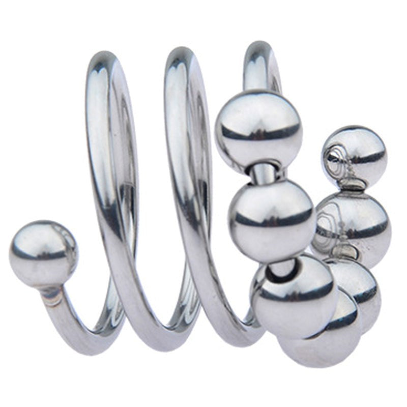 BDStyle Stainless Steel Six Removable Ball Mens Cock Ring - - Steel Cock Rings