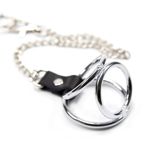 BDStyle Adjustable Nipple Clamps With Cock Ring - Steel Cock Rings