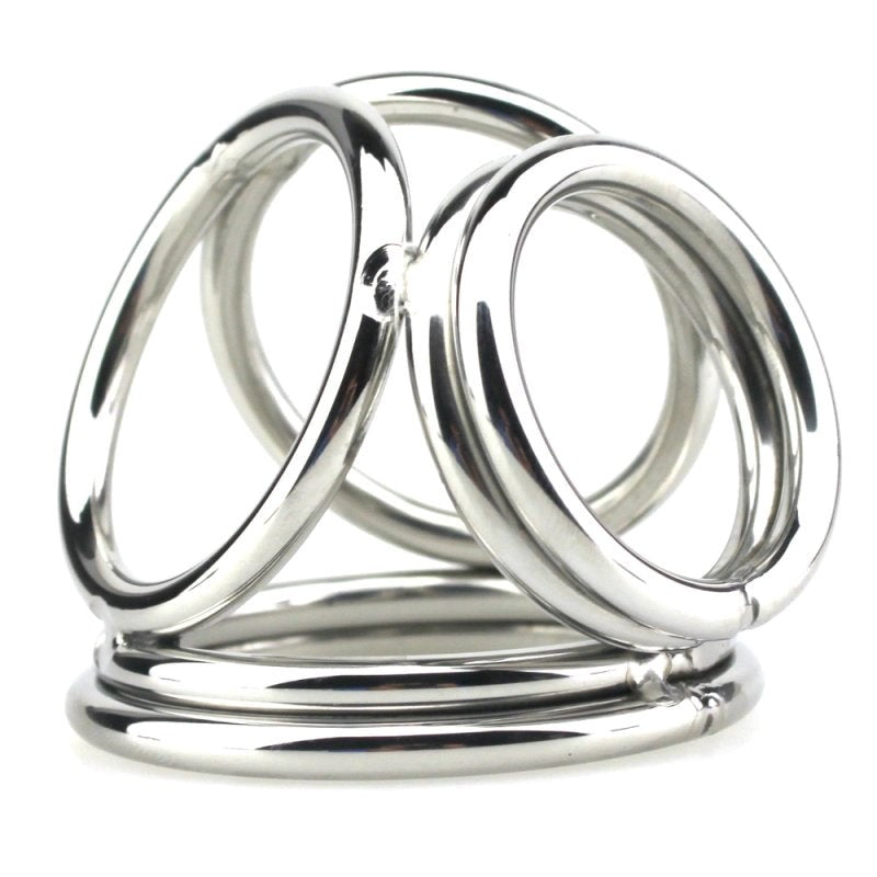 BDStyle Stainless Steel Quad 4 Ring Cock and Ball Cage - - Steel Cock Rings