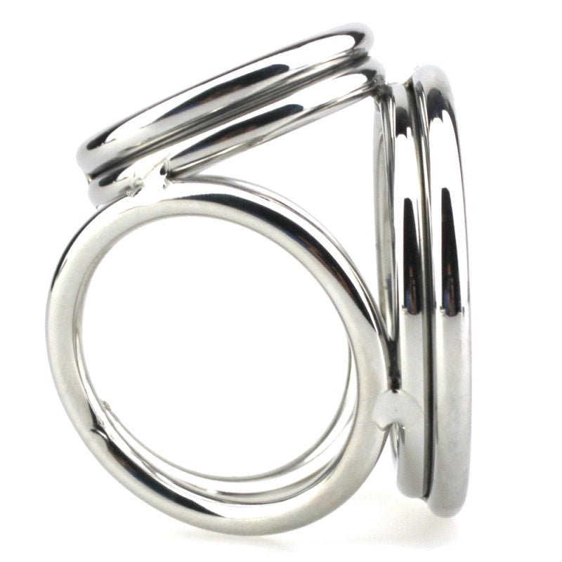 BDStyle Stainless Steel Quad 4 Ring Cock and Ball Cage - - Steel Cock Rings