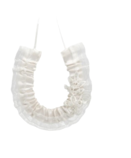 Me Collections Horse Shoe Satin With Lace Flower Ivory - - Party Gifts and Novelties