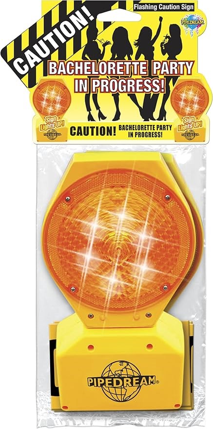 Pipedream Flashing Caution Zone Sign for Bachelorette Party - - Party Gifts and Novelties