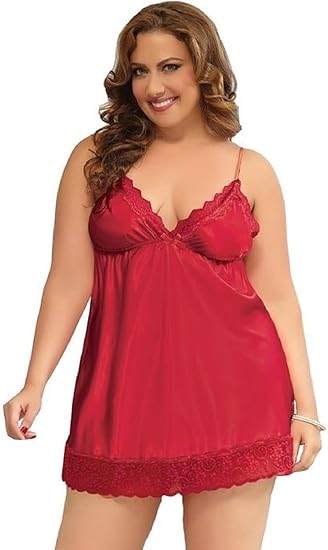 Seven 'til Midnight Enchanting Womend Babydoll and Thong 3X/4X Red - - BabyDolls And Chemises