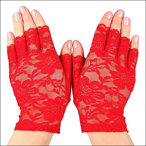 Baci Rock and Roll Soft and Stretchy Fingerless Lace Gloves - Wigs and Gloves