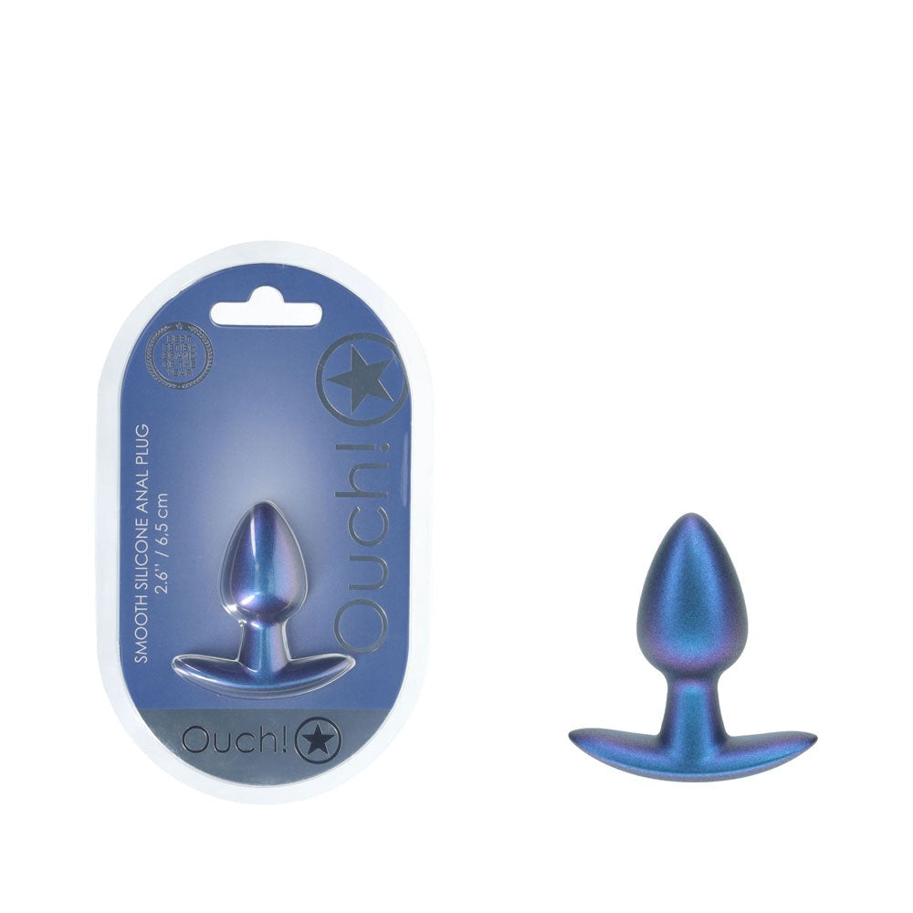 Shots OUCH! 6.5 cm Small Metallic Silicone Butt Plug - Butt Plugs