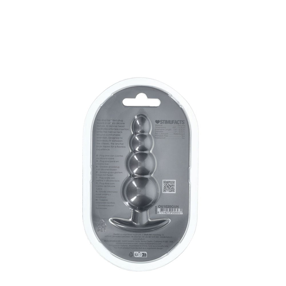 Shots OUCH! 11.7 cm Beaded Metallic Silicone Anal Plug - Butt Plugs