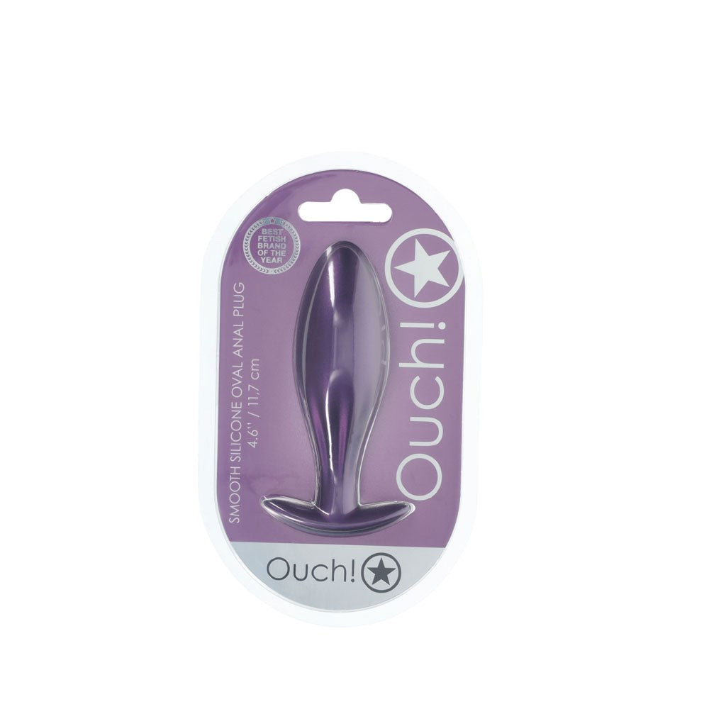 Shots OUCH! Oval Shaped 11.7 cm Metallic Waterproof Anal Plug - - Butt Plugs