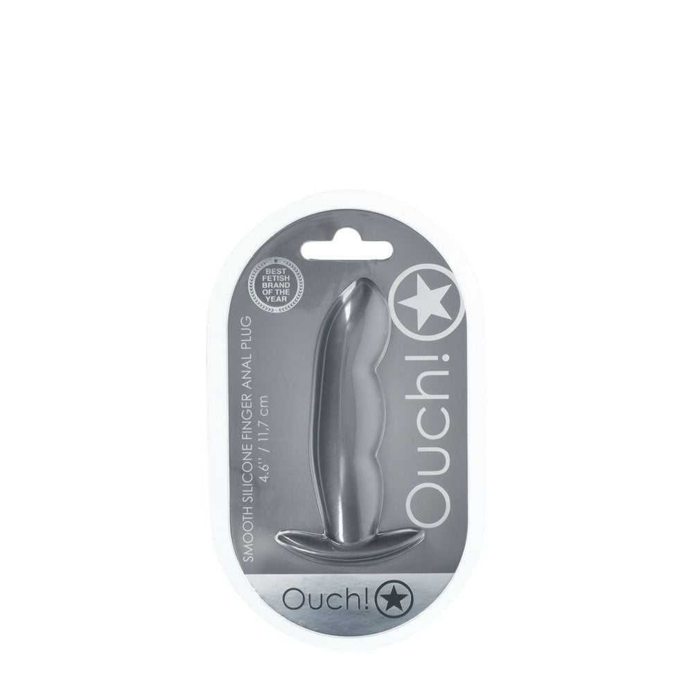 Shots OUCH! Finger Shaped 11.7 cm Metallic Silicone Butt Plug - - Butt Plugs