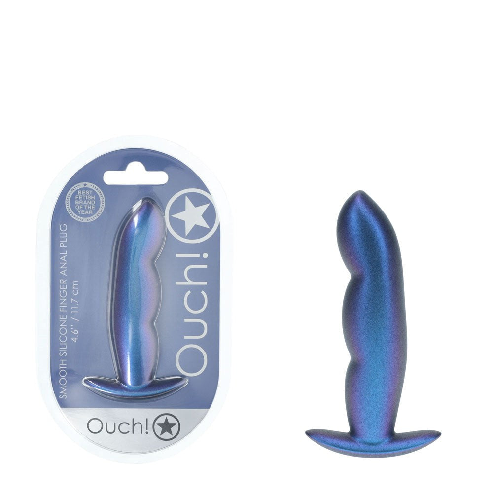 Shots OUCH! Finger Shaped 11.7 cm Metallic Silicone Butt Plug - - Butt Plugs