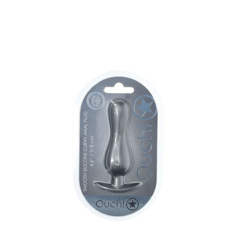 Shots OUCH! Curvy 11.7 cm Metallic Silicone Anal Plug - Butt Plugs