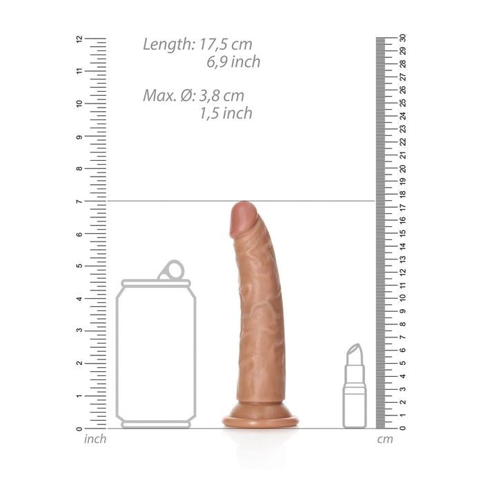 Shots REALROCK Realistic Slim Dildo Without Ball 15.5cm Tan - Realistic Dildos