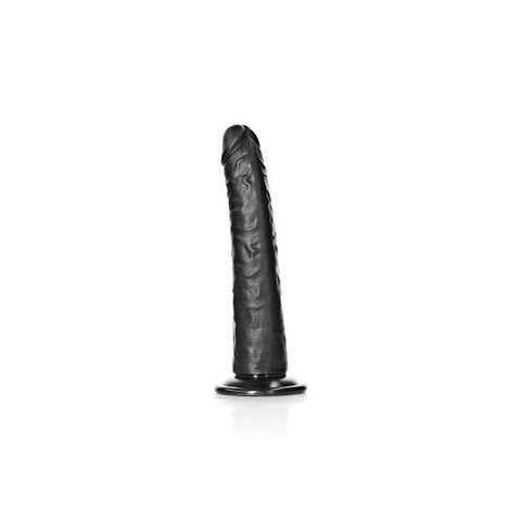 Shots REALROCK Realistic Slim Dildo with Suction Cup 20.5cm Black - Realistic Dildos