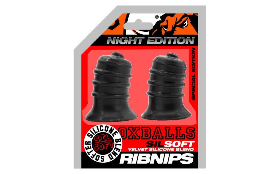 OxBalls Ribnibs Curved Springy Ribbed Nipple Suckers Night Edition - - Breast and Nipple Toys