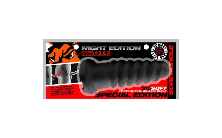 OxBalls Screwdhole Screwd-In Open Tip Male Masturbator Night Edition - - Masturbators and Strokers