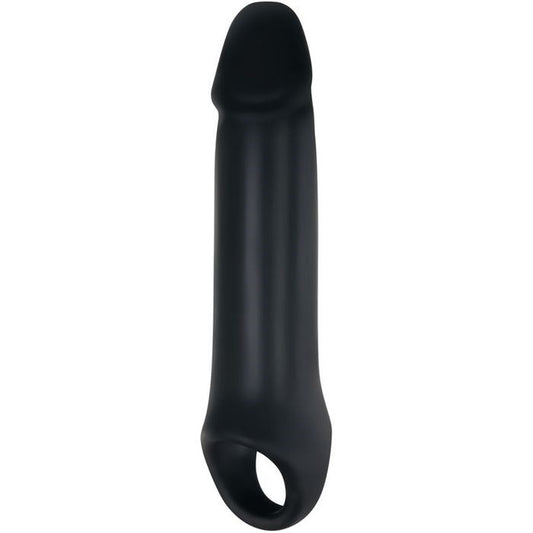 Adam And Eve Adams Fantasy Penis Extension Sleeve With Ball Strap Black - Penis Sleeves and Extenders
