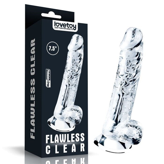 Lovetoy Flawless Suction Cup Base Realistic Dildo 19cm Clear - Realistic Dildos
