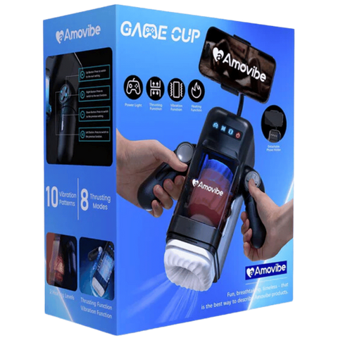 Amovibe Game Cup Thrusting & Rechargeable Male Masturbator Black - Masturbators and Strokers