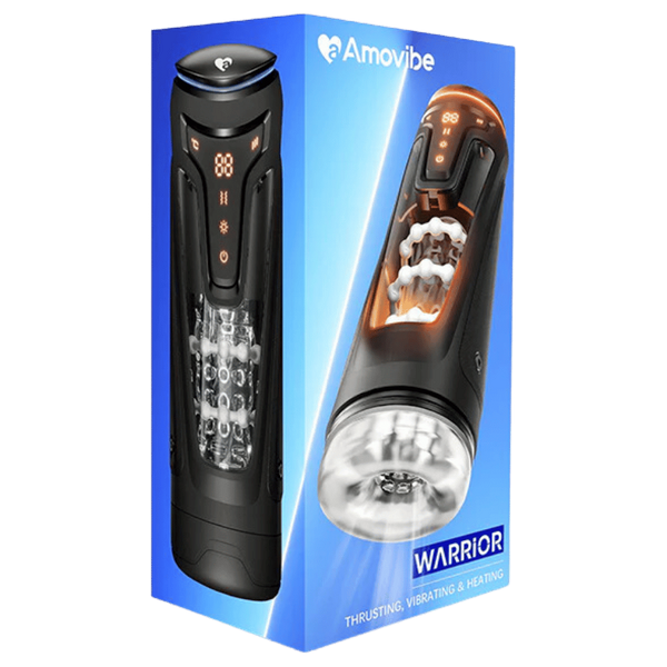 Amovibe Warrior Rechargeable Thrusting Male Masturbator Black - - Masturbators and Strokers