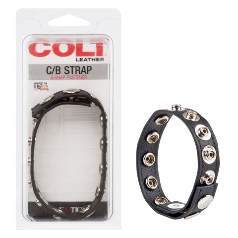 Colt Adjustable 8 Snap Fastener Leather C/B Strap Cock Ring - Cock Rings