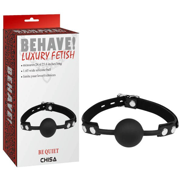Behave Be Quiet Fully Adjustable Bondage Gag Black - - Bondage Gags and Bits
