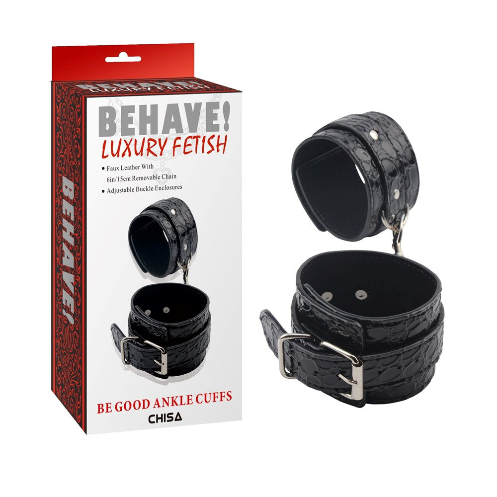 Behave Be Good BDSM Play Ankle Cuffs Black - - Cuffs And Restraints